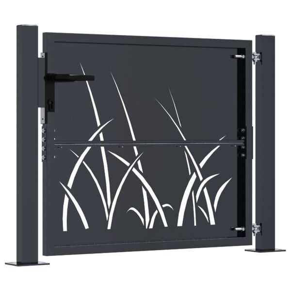 vidaXL Garden Gate Anthracite 105x105 cm Steel Grass Design