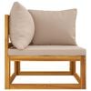 vidaXL Sectional Corner Sofa with Taupe Cushions Solid Wood Acacia