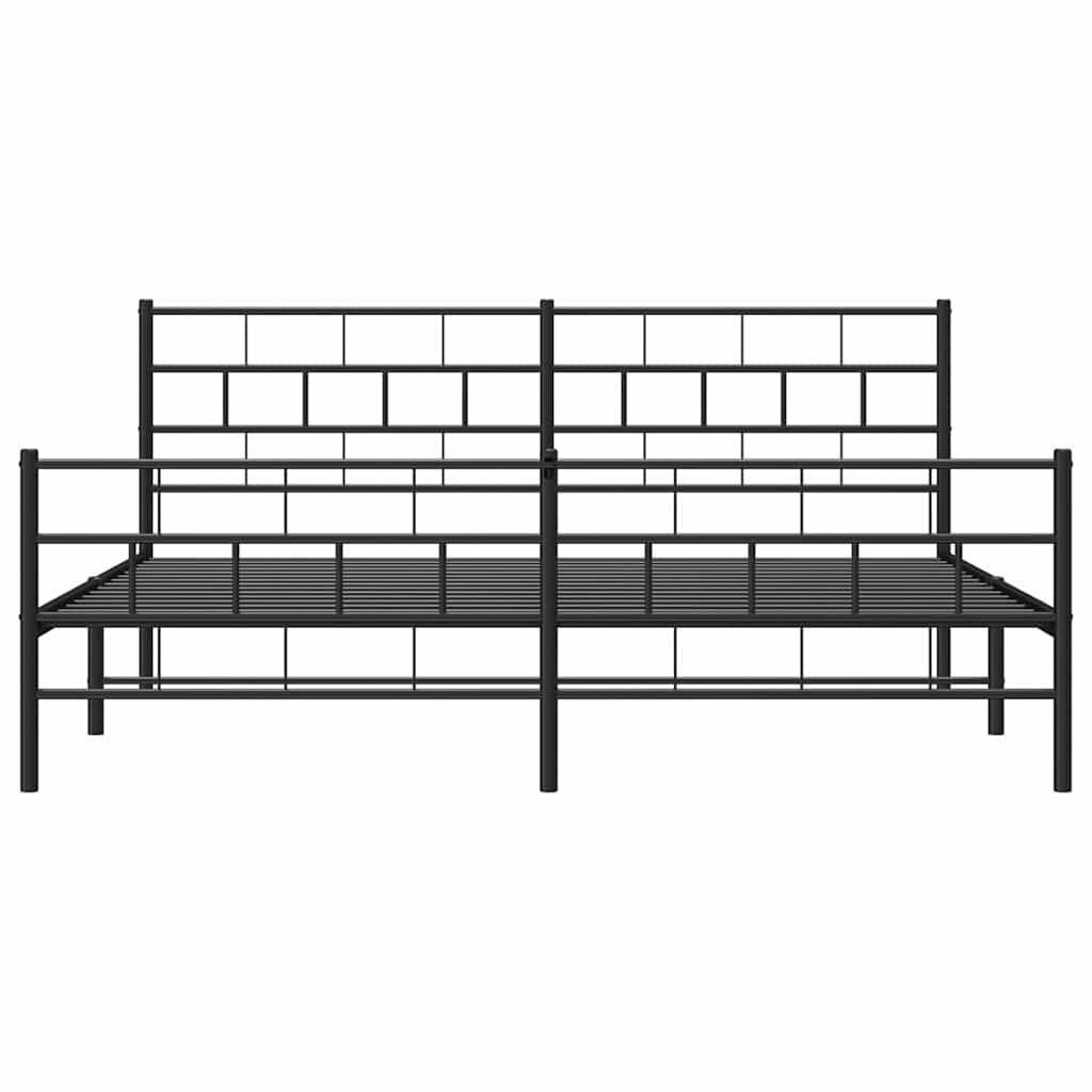 vidaXL Metal Bed Frame without Mattress with Footboard Black 183x213cm