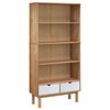 vidaXL Bookcase "OTTA" with 2 Drawers Brown and White Solid Wood Pine
