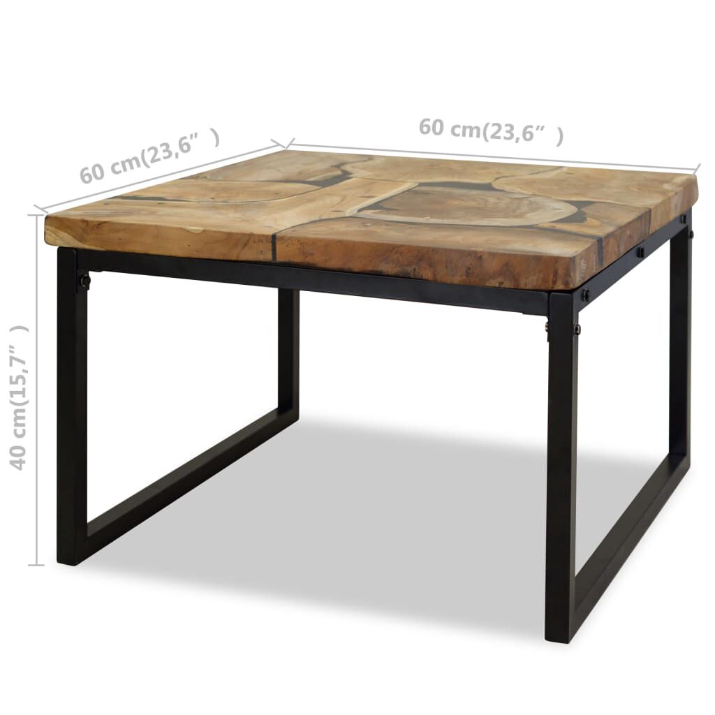 vidaXL Coffee Table Teak Resin 60x60x40 cm Black and Brown