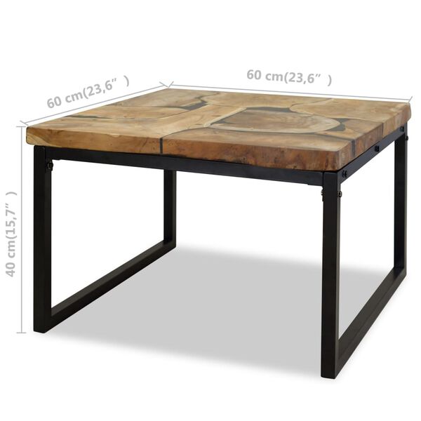 vidaXL Coffee Table Teak Resin 60x60x40 cm Black and Brown