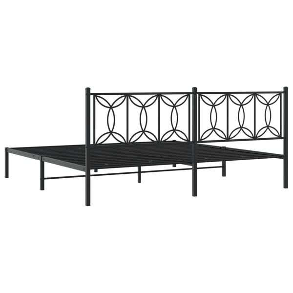 vidaXL Metal Bed Frame without Mattress with Headboard Black 193x203cm