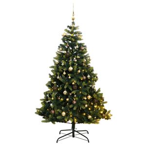 vidaXL Artificial Hinged Christmas Tree 300 LEDs & Ball Set 210 cm