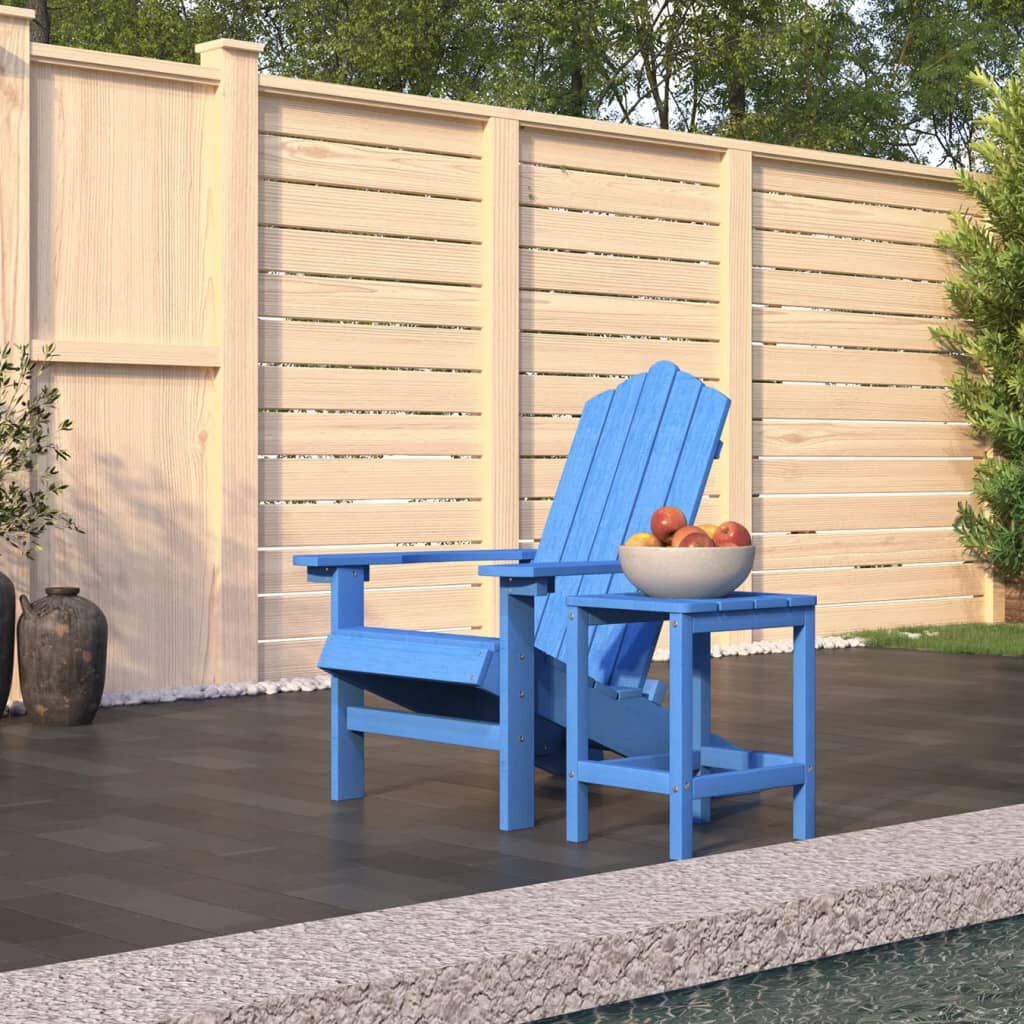 vidaXL Garden Adirondack Chair with Table HDPE Aqua Blue