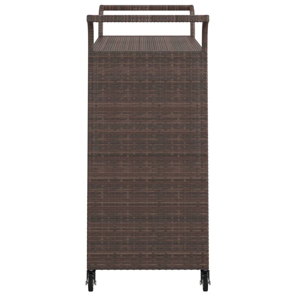 vidaXL Bar Cart with Drawer Brown 100x45x97 cm Poly Rattan