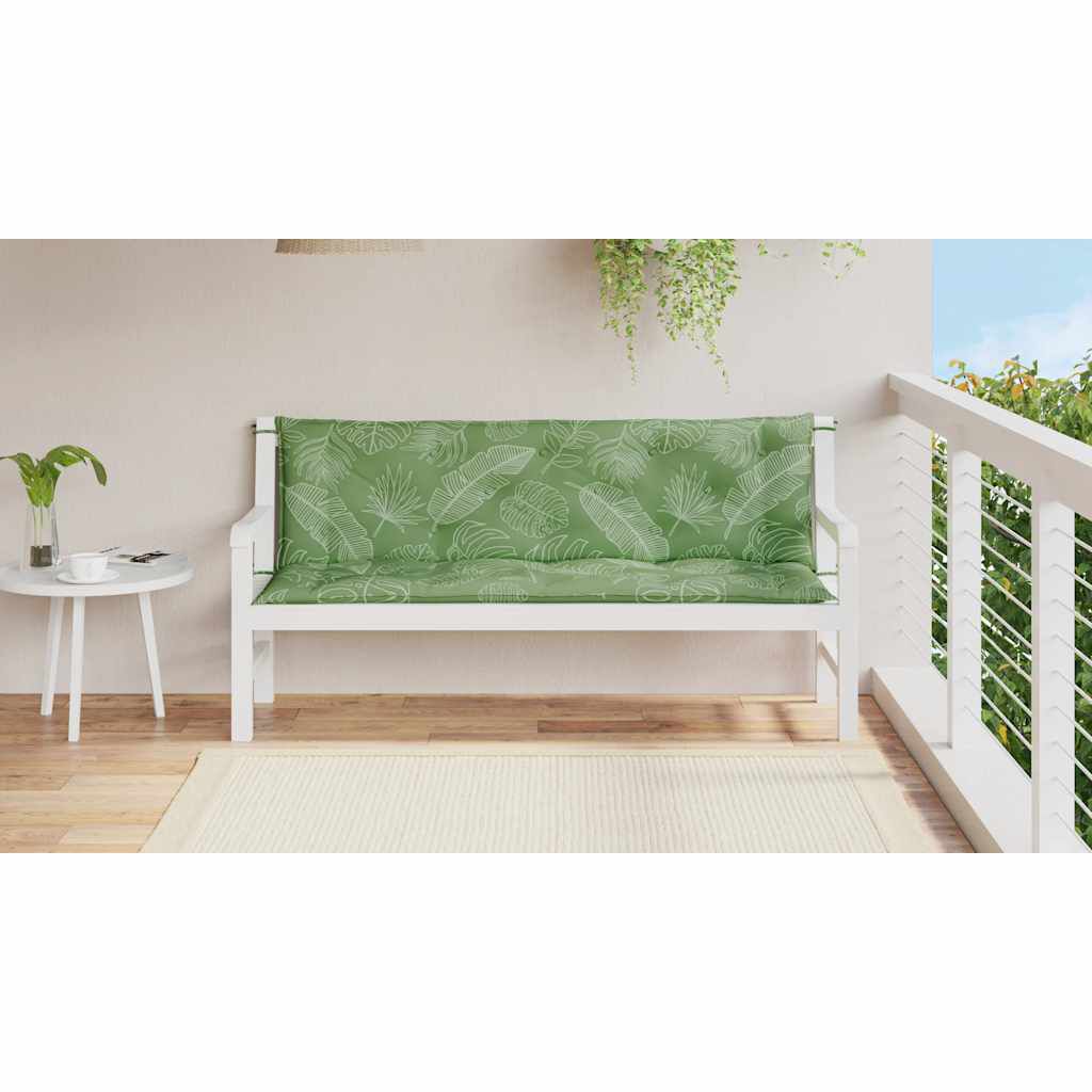 vidaXL Garden Bench Cushions 2pcs Leaf Pattern 150x50x7cm Fabric