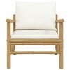 vidaXL Garden Chairs 2 pcs with Cream White Cushions Bamboo