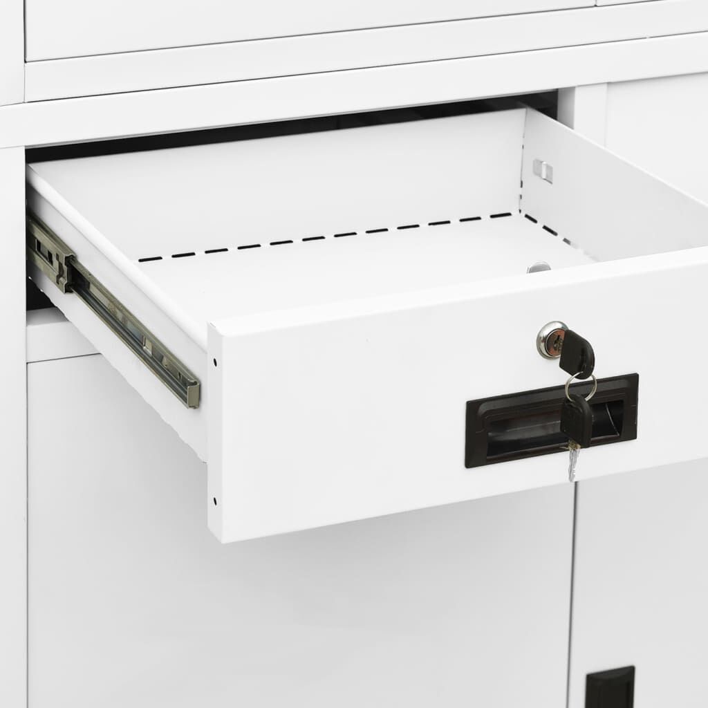 vidaXL Office Cabinet White 90x40x180 cm Steel and Tempered Glass