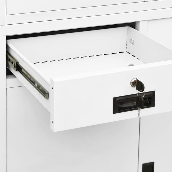 vidaXL Office Cabinet White 90x40x180 cm Steel and Tempered Glass