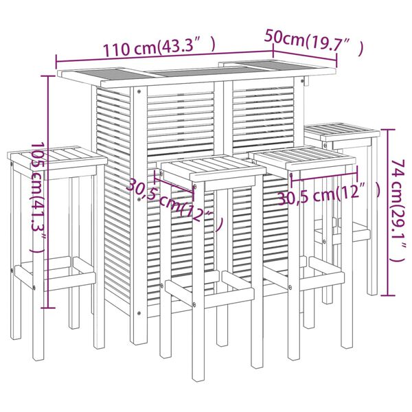 vidaXL 5 Piece Garden Bar Set Solid Wood Acacia