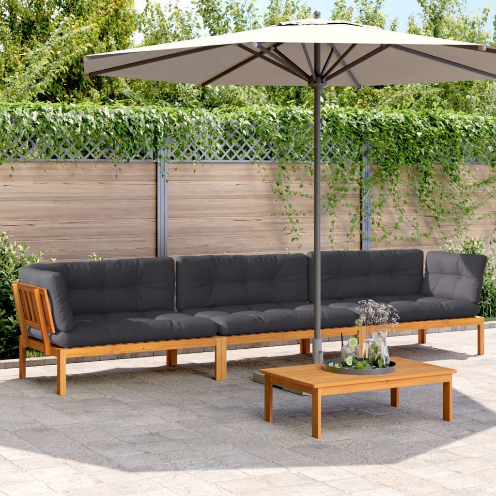vidaXL 4 Piece Garden Pallet Sofa Set with Cushions Solid Wood Acacia