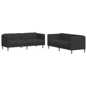 vidaXL 2 Piece Sofa Set Black Fabric