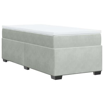 vidaXL Box Spring Bed with Mattress Light Grey Twin Velvet