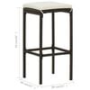 vidaXL 3 Piece Garden Bar Set with Cushions Poly Rattan Brown