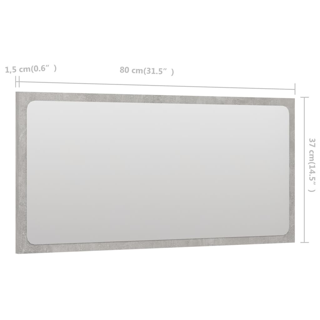 vidaXL Bathroom Mirror Concrete Grey 80x1.5x37 cm Engineered Wood