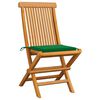 vidaXL Garden Chairs with Green Cushions 4 pcs Solid Teak Wood