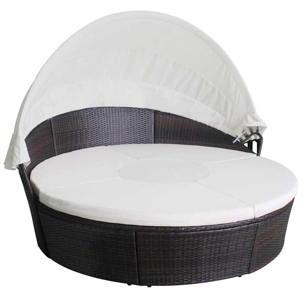 vidaXL Garden Beds with Pillow Brown Poly rattan