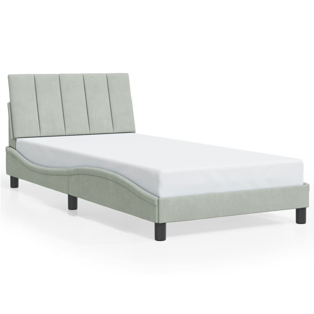 vidaXL Bed Frame without Mattress Light Grey 100x190 cm Velvet