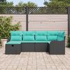 vidaXL Garden Sofa Set with Cushion 6 pcs Black Poly rattan