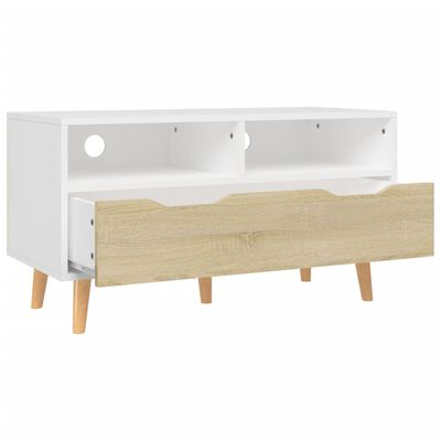 vidaXL TV Cabinet White and Sonoma Oak 90x40x48.5 cm Engineered Wood