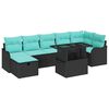 vidaXL Garden Sofa Set with Cushion 8 pcs Black Poly rattan