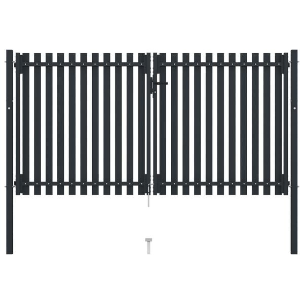 vidaXL Double Door Fence Gate Steel 306x200 cm Anthracite