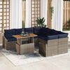 vidaXL Garden Dining Set with Cushion 9 pcs Grey and Navy