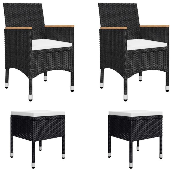 vidaXL 5 Piece Garden Dining Set Black