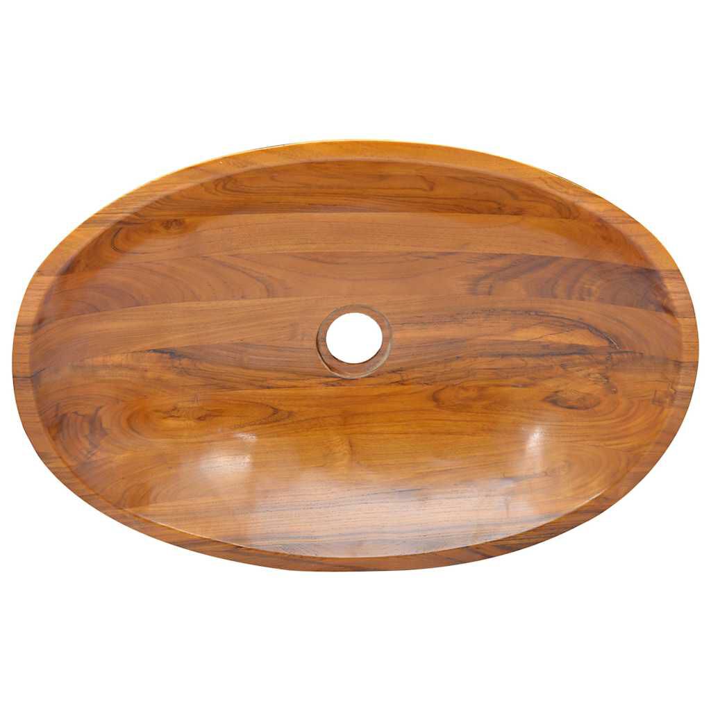vidaXL Basin Solid Teak Wood 60x40x10 cm