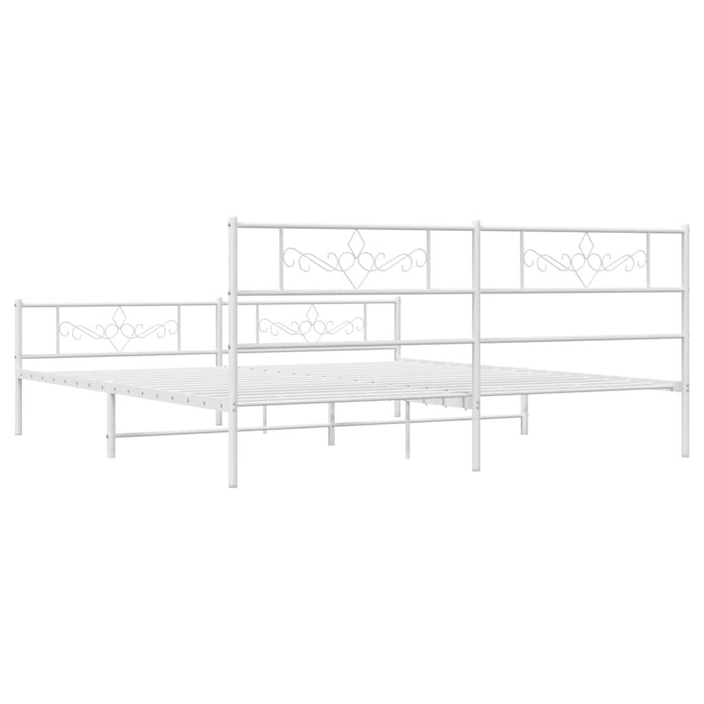 vidaXL Metal Bed Frame without Mattress with Footboard White 193x203cm