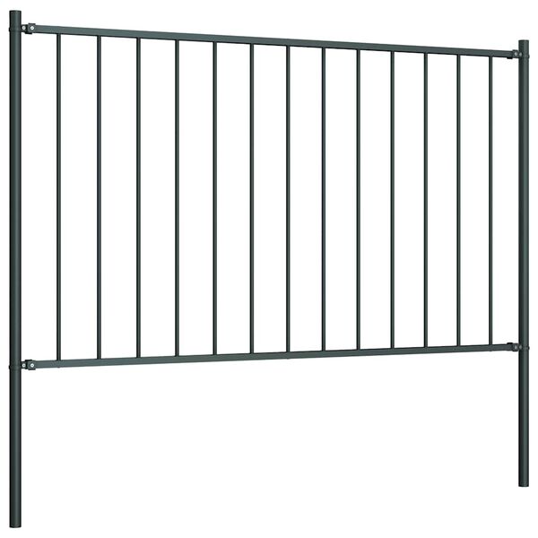 vidaXL Fence Panel with Posts Powder-coated Steel 1.81x0.75 m Anthracite