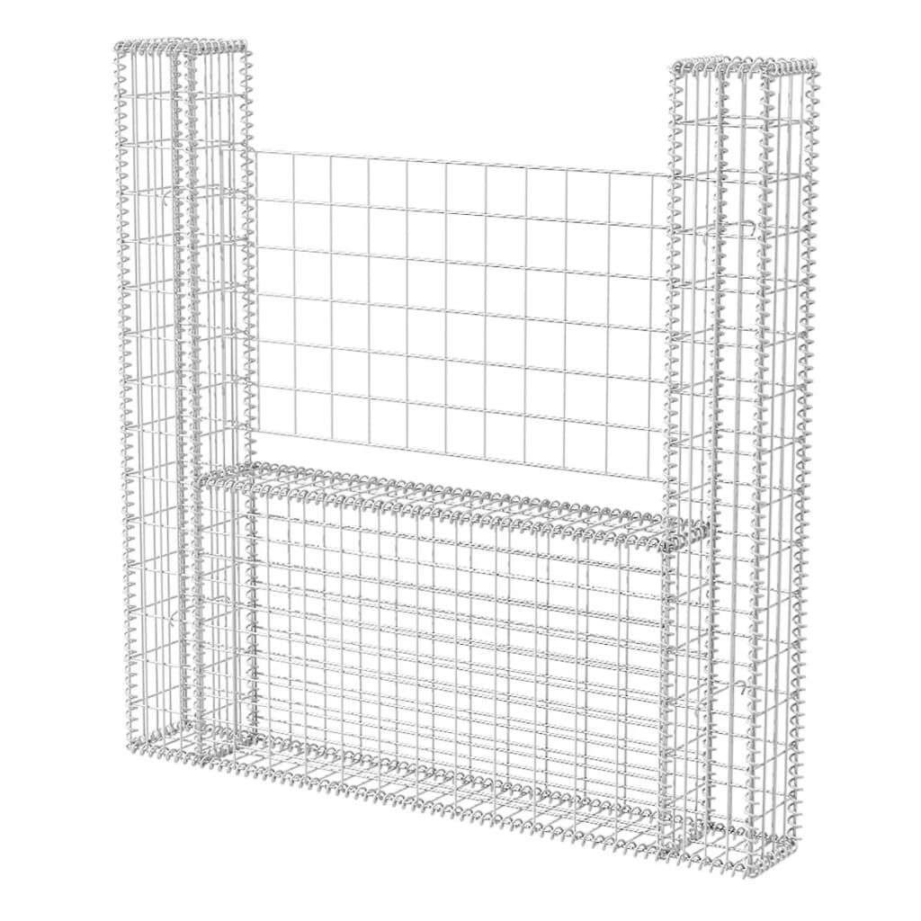 vidaXL Gabion Basket U-Shape Galvanised Steel 160x20x150 cm