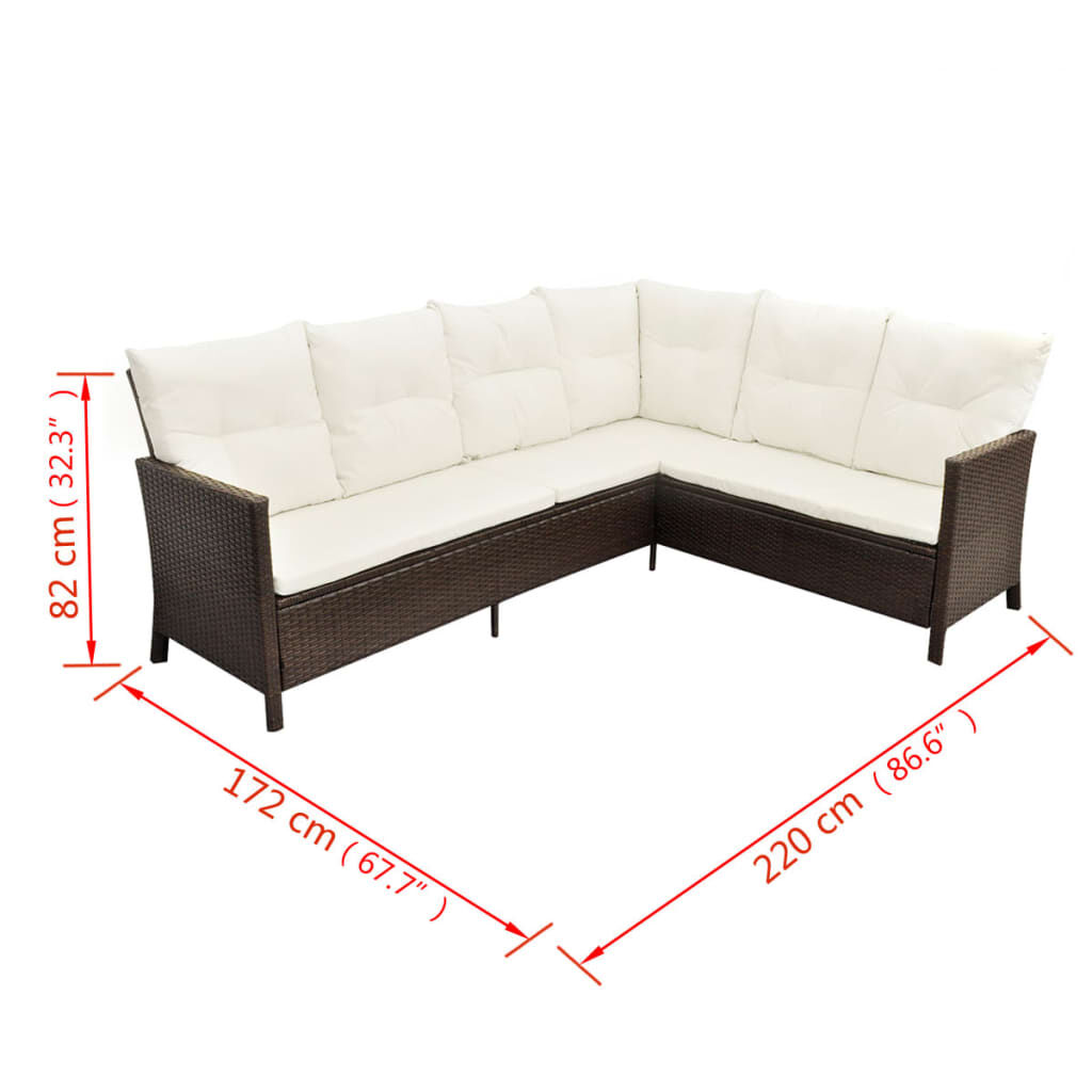 vidaXL 4 Piece Garden Lounge Set with Cushions Poly Rattan Brown