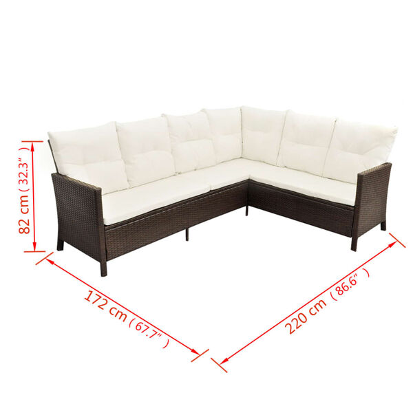 vidaXL 4 Piece Garden Lounge Set with Cushions Poly Rattan Brown