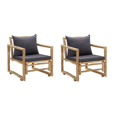 vidaXL Garden Chairs with Cushions 2 pcs Bamboo