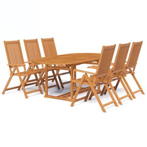 vidaXL 7 Piece Outdoor Dining Set Solid Acacia Wood 150-200 cm