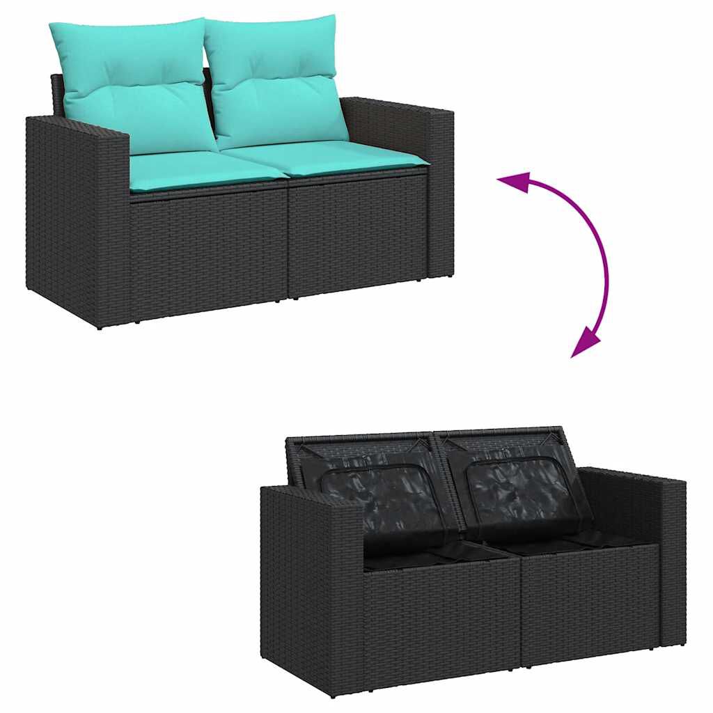 vidaXL 5 Piece Garden Sofa Set with Cushions Black Poly Rattan