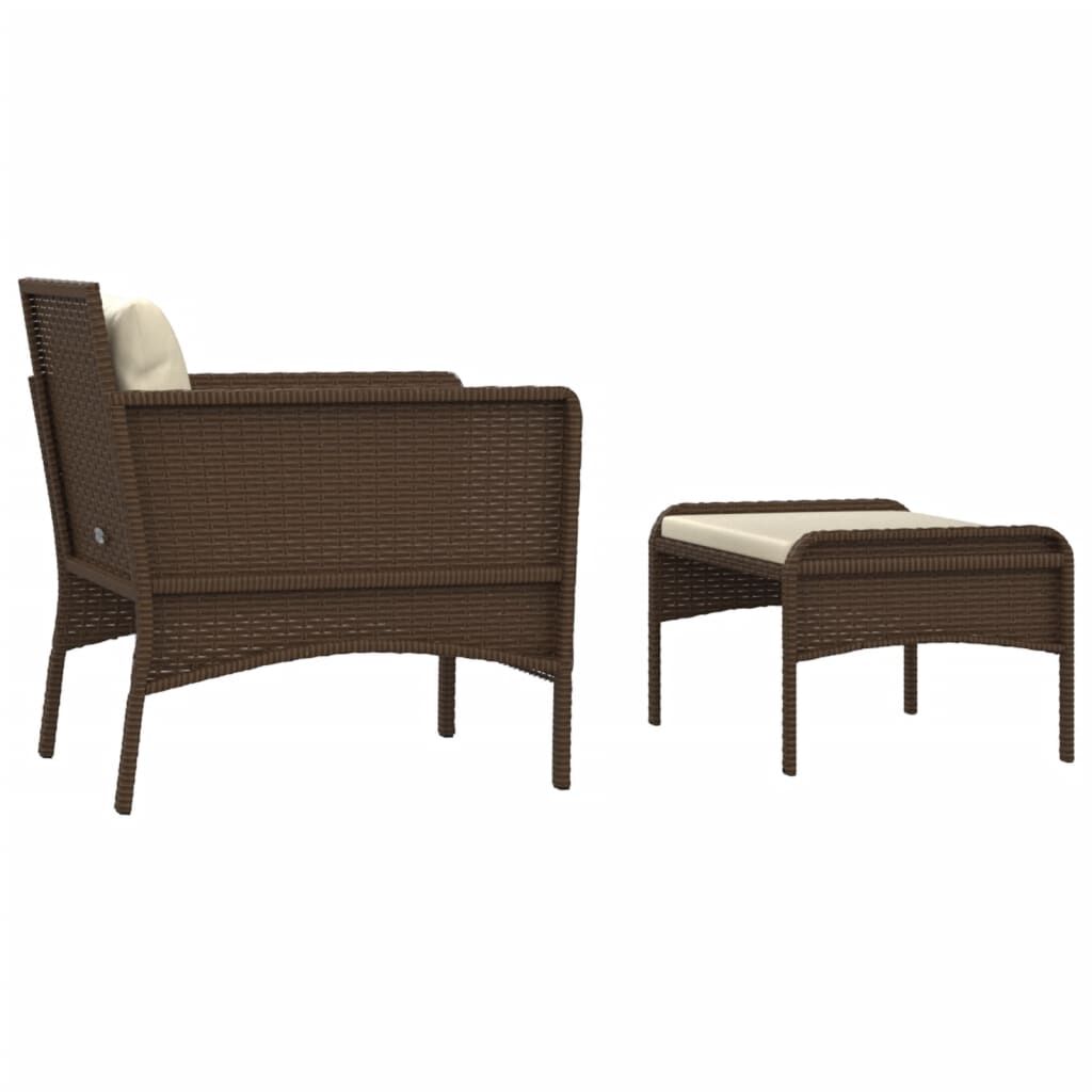 vidaXL 2 Piece Garden Lounge Set with Cushions Brown Poly Rattan