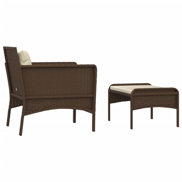 vidaXL 2 Piece Garden Lounge Set with Cushions Brown Poly Rattan
