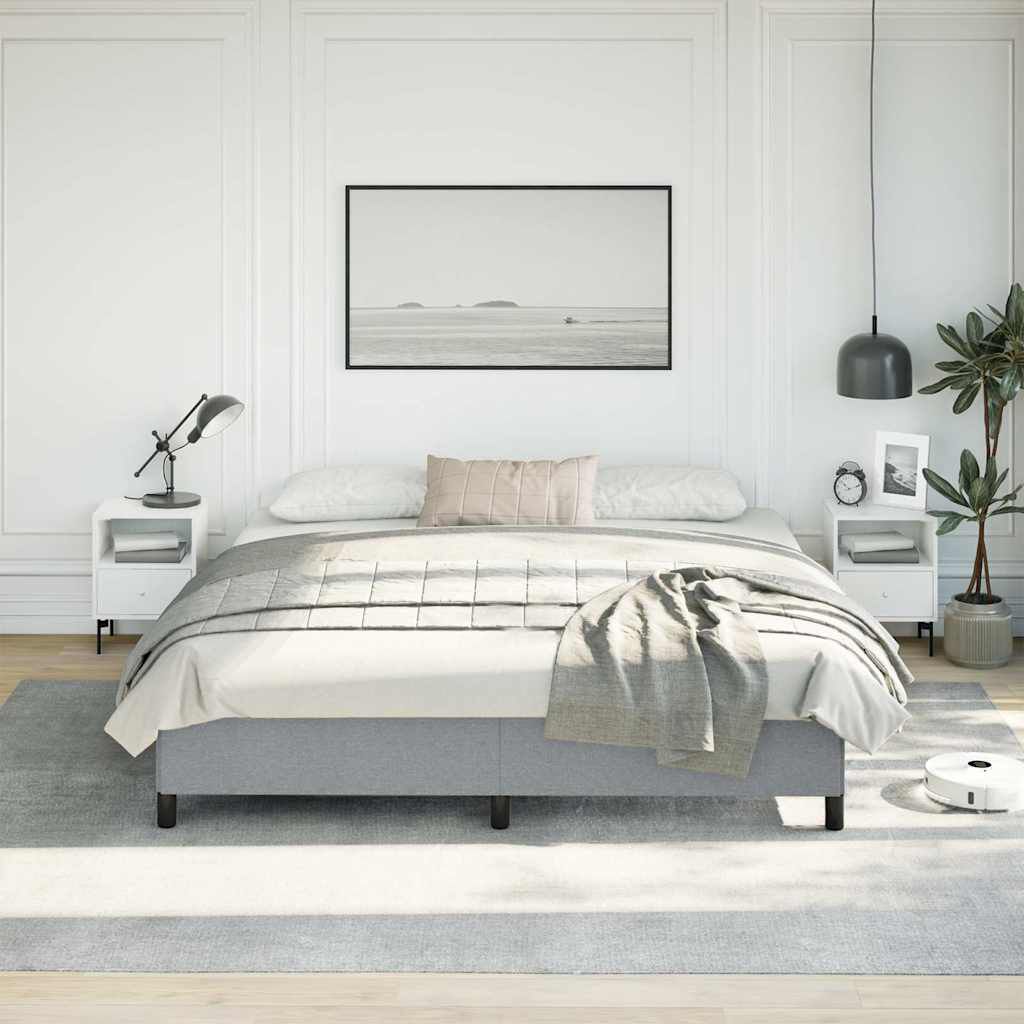 vidaXL Bed Frame without Mattress Light Grey 193x203 cm King Fabric