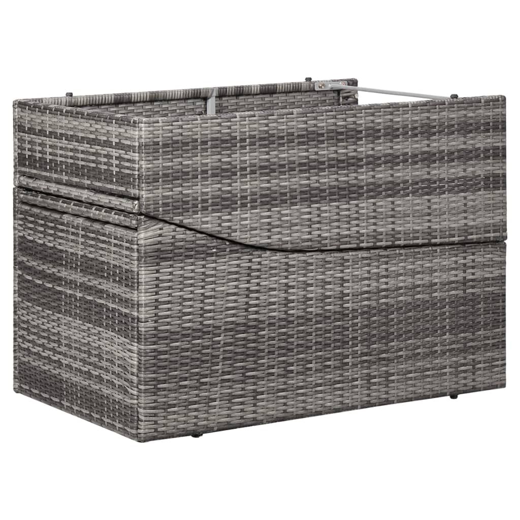 vidaXL Sunbed with Cushion Poly Rattan Grey