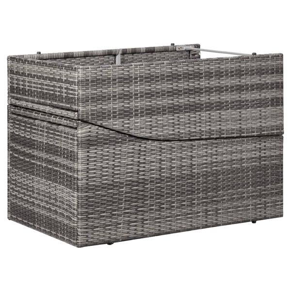 vidaXL Sunbed with Cushion Poly Rattan Grey