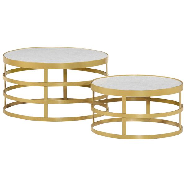 vidaXL 2 Piece Coffee Table Set Marble Brass and White