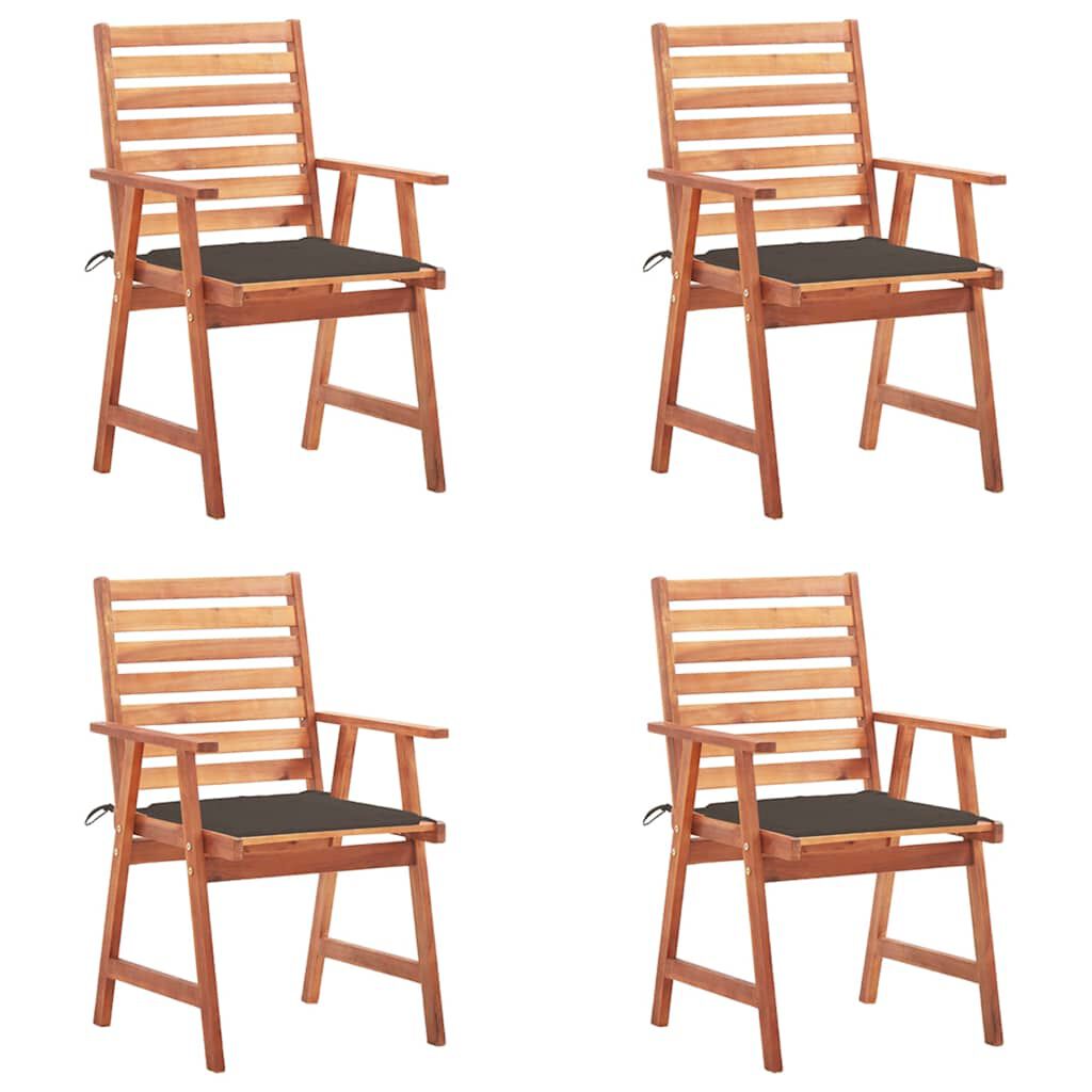vidaXL Outdoor Dining Chairs 4 pcs with Cushions Solid Acacia Wood