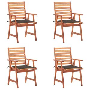 vidaXL Outdoor Dining Chairs 4 pcs with Cushions Solid Acacia Wood
