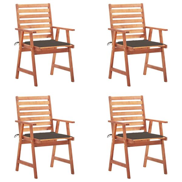 vidaXL Outdoor Dining Chairs 4 pcs with Cushions Solid Acacia Wood