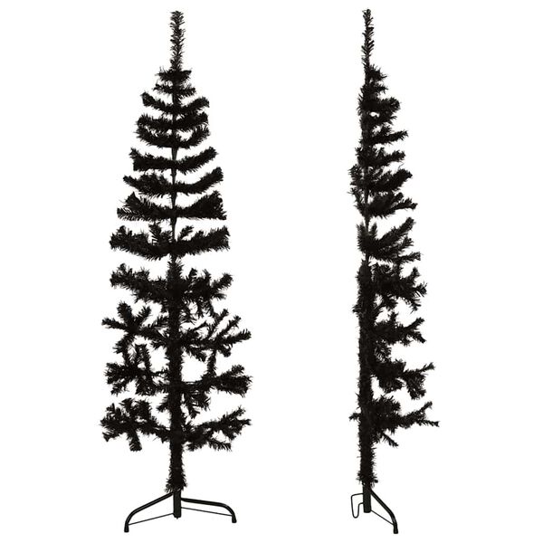 vidaXL Slim Artificial Half Christmas Tree with Stand Black 120 cm