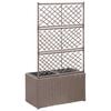 vidaXL Trellis Raised Bed with 2 Pots 58x30x107 cm Poly Rattan Brown
