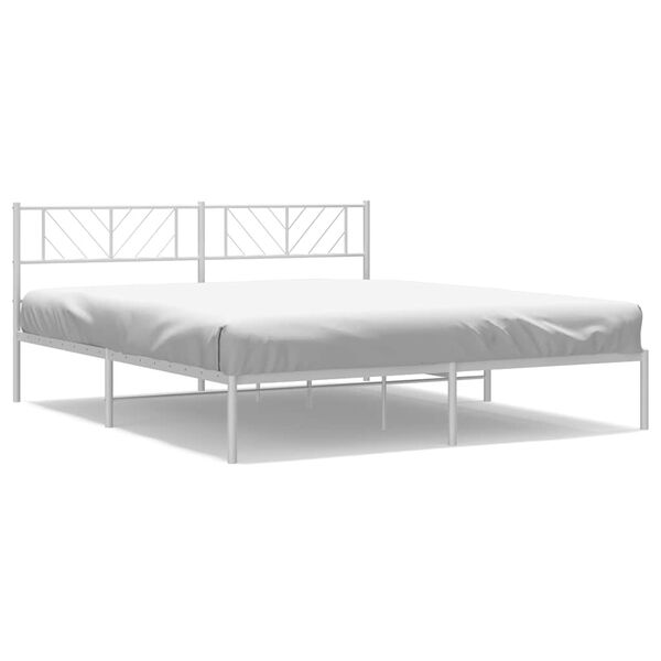vidaXL Metal Bed Frame without Mattress with Headboard White 183x213cm